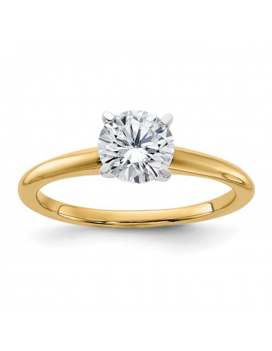 6.5MM Round Moissanite Solitaire Engagement Ring in 14KT Yellow Gold Size 6 Venez acheter