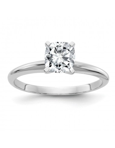 6MM Cushion Moissanite Solitaire Engagement Ring in 14KT White Gold Size 5 en linge