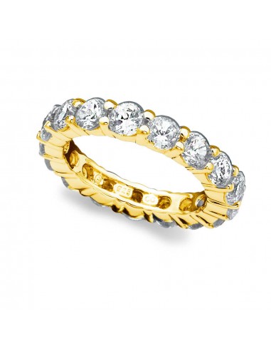 Crislu 18KT Yellow Gold Plated Sterling Silver Round Cubic Zirconia Eternity Band Ring Size 6 ou a consommer sur place