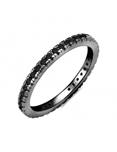 Crislu Black Rhodium Plated Sterling Silver and Cubic Zirconia Eternity Band basket pas cher