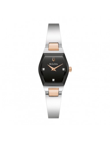 Bulova Gemini Watch with 22X12MM Black Dial and Two-tone Stainless Steel Bracelet. 98P216 Amélioration de cerveau avec