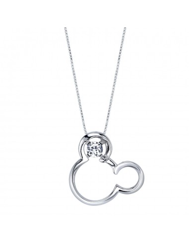 Disney Sterling Silver Round Crystal 18-inch Birthstone Mickey Mouse Pendant pas cher 