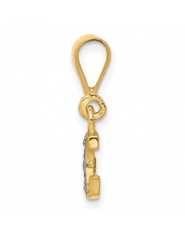 14KT Yellow Gold With Rhodium Plating 1/100 CTW 15X8MM Initial Pendant Initial G. Chain not Included de la marque