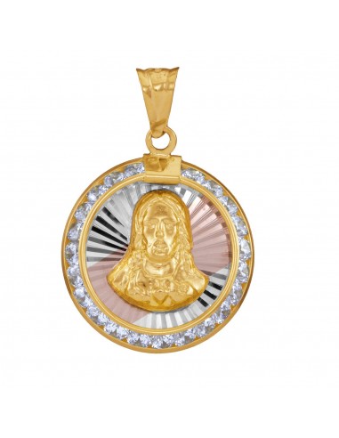 14KT Gold Tri-Color 16MM Religious Medal Sacred Heart Pendant. Chain Not Included les muscles