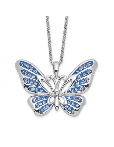 Sterling Silver Swarovski Crystal 18-inch Butterfly Never Give Up Necklace meilleur choix