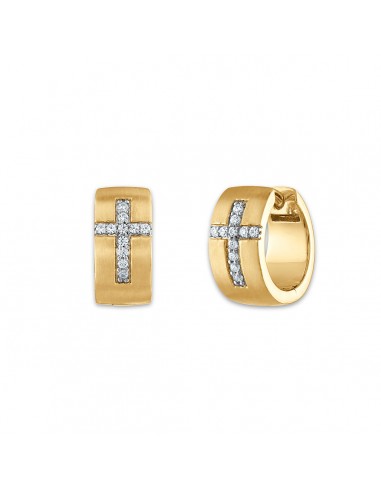 EcoLove 1/5 CTW Lab Grown Diamond Huggie Cross Earrings in Yellow Gold Plated Sterling Silver les ligaments