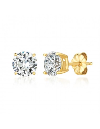 Crislu 18KT Yellow Gold Plated Sterling Silver 3 CTW Round Cubic Zirconia Stud Earrings la livraison gratuite