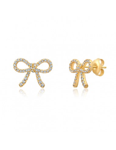 Crislu Fashion Fairy-Tale Bow Earrings in 18KT Yellow Gold Plated Sterling Silver le des métaux précieux