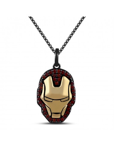 Marvel™ Fine Jewelry 18-inch Iron Man Pendant with Garnet in Sterling Silver shop