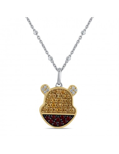 Disney Jewels Citrine, Garnet and Diamond Winnie The Pooh Pendant in Sterling Silver sur le site 