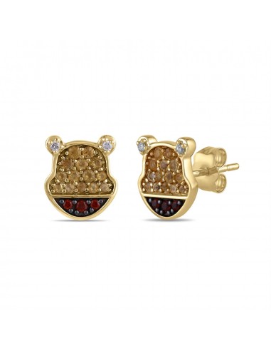 Disney Jewels Citrine, Garnet and Diamond Winnie The Pooh Earrings in Sterling Silver Découvrez la collection