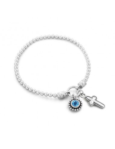 Cross and Birthstone Charm Stretch Bracelet Comparez et commandez 