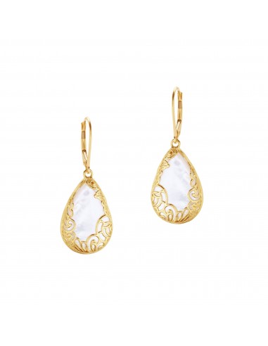 14K Solid Gold Lace Pearl Drop Earrings les ligaments