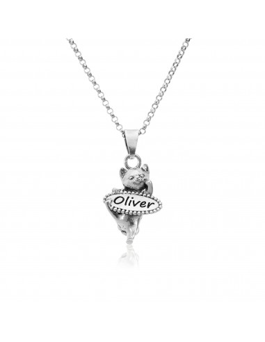 Personalized Cat Name Pendant Necklace Sterling Silver Les magasins à Paris