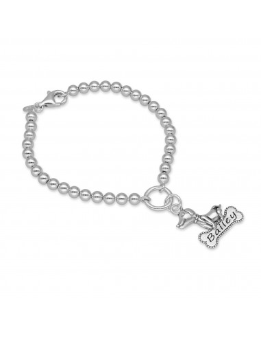 Engravable Dog Name Solid Beads Bracelet de l' environnement