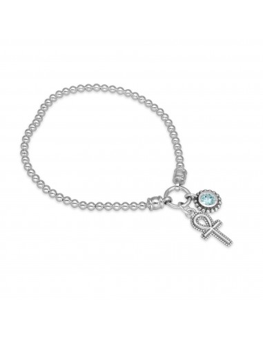 Key of Life and Birthstone Charm Stretch Bracelet Les magasins à Paris