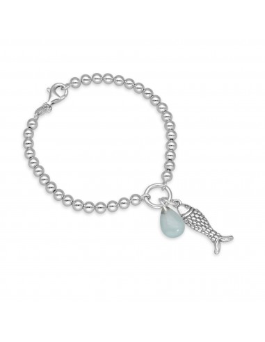 4mm Fish Charm 4mm Solid Beads Bracelet de la marque