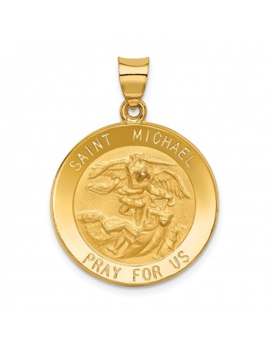 14KT Yellow Gold 32X22MM Medal Saint Michael Pendant. Chain Not Included Les magasins à Paris