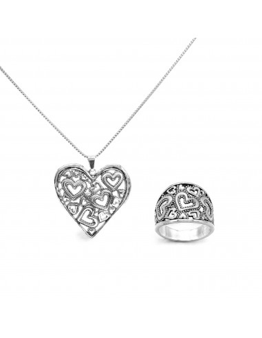 Set of Multi Open Hearts Necklace and Ring Toutes les collections ici