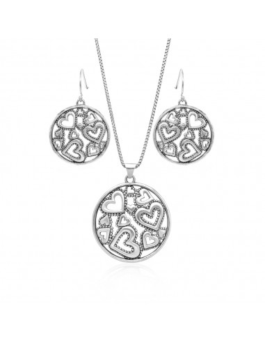 Set of Multi Hearts Round Necklace and Earrings de votre