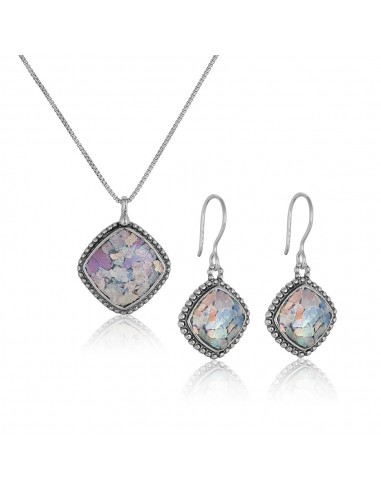 Roman Glass Diamond-Shaped Set of Necklace and Earrings en ligne des produits 