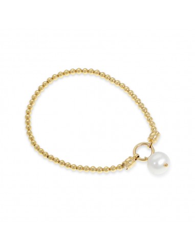 Pearl Charm Stretch Bracelet Gold Plated pas cher 