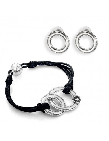 Set of Interlocking Circle Cord Bracelet and Hoop Stud Earrings Par le système avancé 