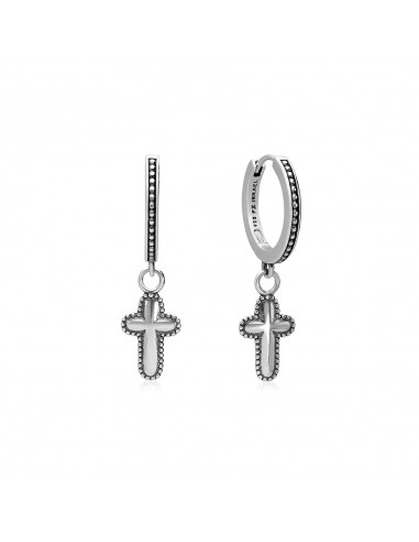 Cross Charm Beaded Huggie Earrings Pour