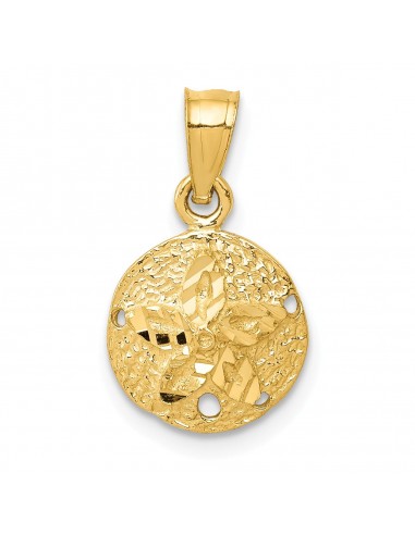 14KT Yellow Gold 18X10MM Diamond-cut Sand Dollar Pendant. Chain Not Included pas cher chine