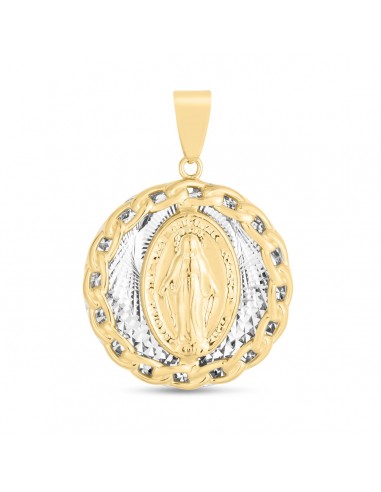 14KT White and Yellow Gold 32X22.6MM Religious Virgin Mary Pendant. Chain Not Included Comparez et commandez 