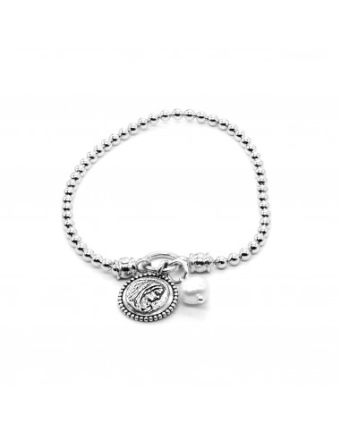 Stretch Charm Bracelet with Pearl and Saints Charm for Women les ctes