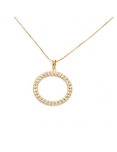 14K Gold Circle 0.5 ct Diamond Pendant Necklace Profitez des Offres !