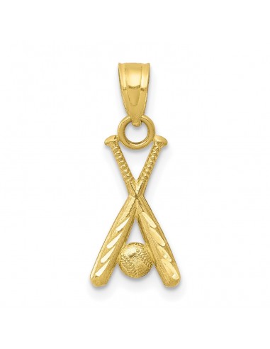 10KT Yellow Gold 20X9MM Diamond-cut Baseball Bat Charm de technologie