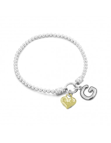 Stretch Charm Bracelet with Heart and Alphabet Charms Paris Déstockage Promo