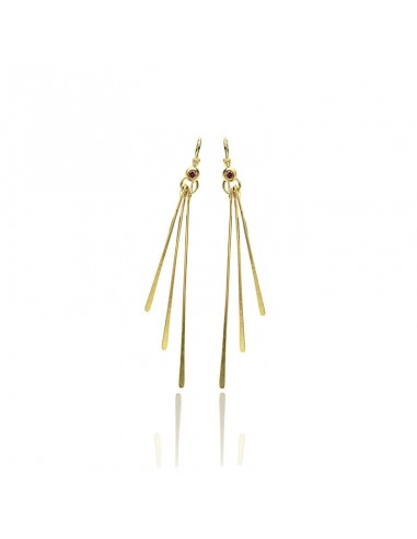 14K Gold Stick Dangle Tourmaline Gemstone Earrings Solid Gold plus qu'un jeu 