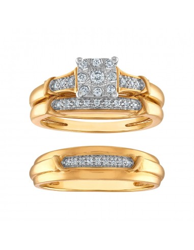 1/4 CTW Diamond Wedding Trio Set in 10KT White and Yellow Gold rembourrage situé sous