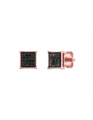 1/10 CTW Diamond Cluster Stud Treated Black Earrings in 10KT Rose Gold shop