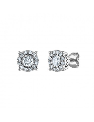 1 CTW Diamond Halo Stud Earrings in 14KT White Gold le des métaux précieux