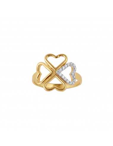 14K Gold Diamond Accented Clover Ring français