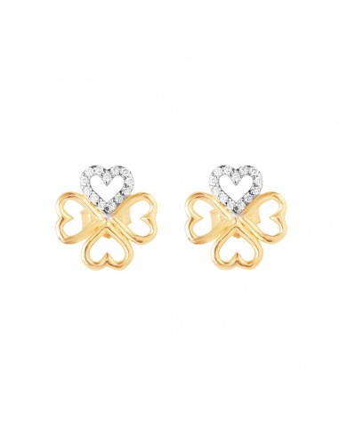 14K Gold Diamond Clover Stud Earrings Dans la société mordern