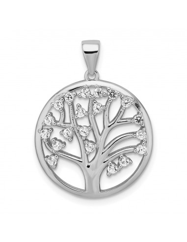 Sterling Silver White Sapphire 28X21MM Tree of Life Pendant. Chain Not Included Comparez et commandez 