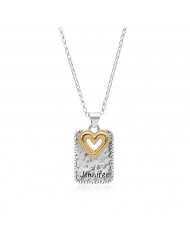 Personalized Two Tone Heart Tag Necklace en linge