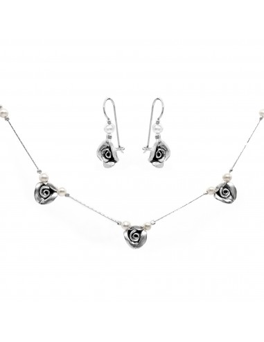 Roses and pearls Necklace and Earrings Set meilleur choix