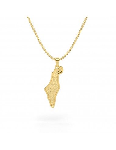 14K Solid Gold Israel Map Pendant Necklace les ligaments