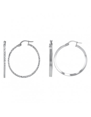 Sterling Silver 1.5X30MM and 2X30MM 2-Pair Hoop Earrings Set 2023