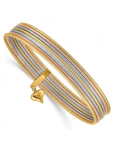 14KT Gold Tri-Color 8-inch 1MM Bangle Seminario Bracelet de l' environnement