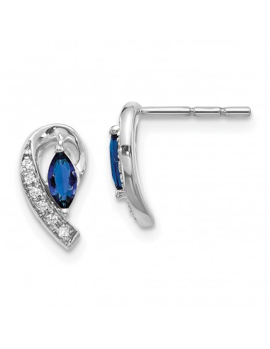 Marquise Sapphire and Diamond Stud Earrings in 14KT White Gold Venez découvrir notre 