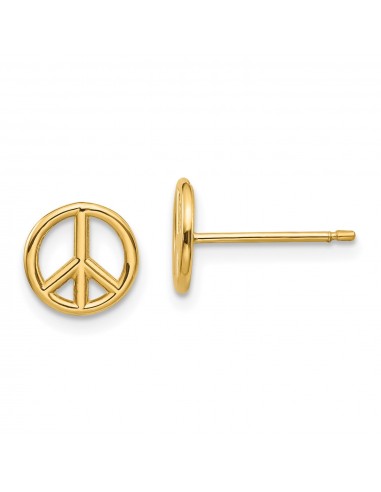 14KT Yellow Gold Peace Symbol Earrings hantent personnes