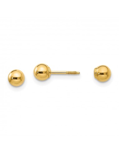 14KT Yellow Gold 4MM Reversible Ball Stud Earrings Comparez plus de prix