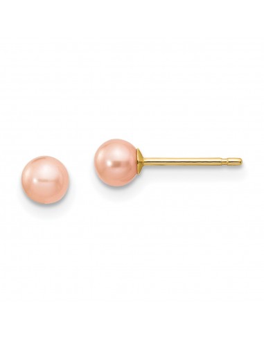 4MM Round Pearl Stud Earrings in 14KT Yellow Gold ouvre sa boutique